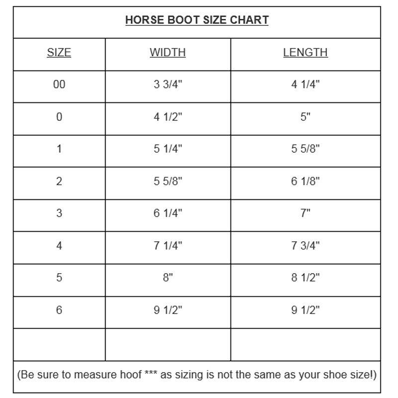 cloud boots for horses size chart