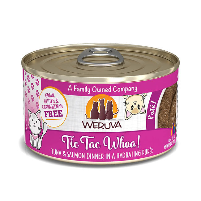 Weruva Cat Paté - Tic Tac Whoa! - Tuna & Salmon Dinner in a Hydrating Purée - 3 oz image number null