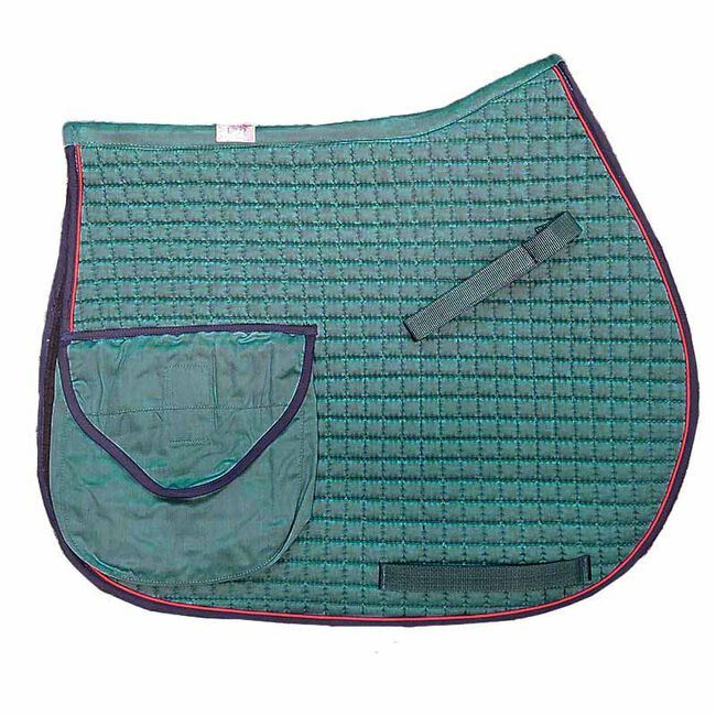 PRI Cotton Square Double Pockets Trail Riding Pad, Hunter/Burgundy/Navy image number null