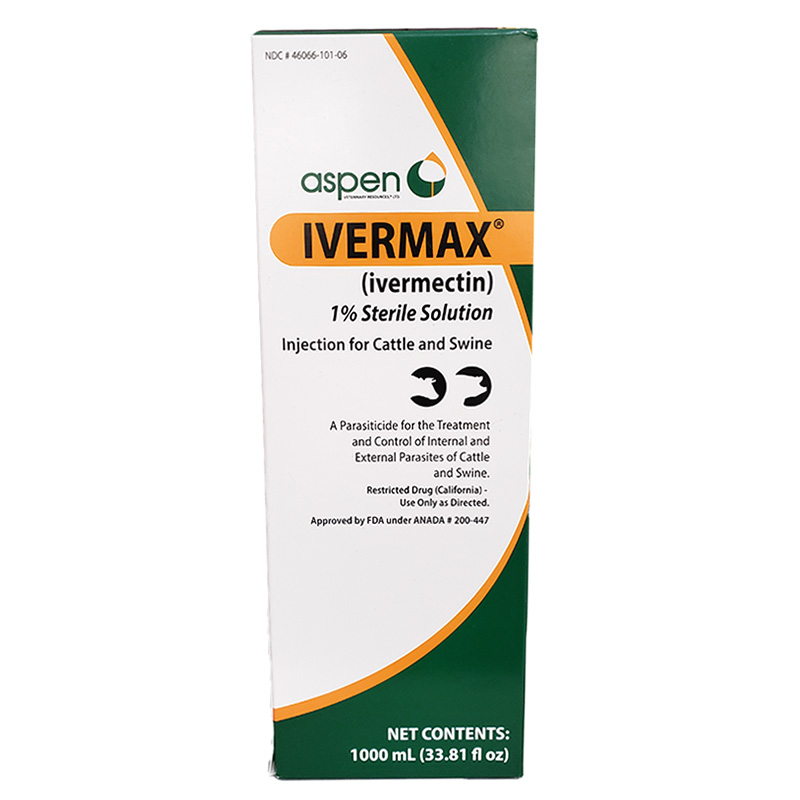 Aspen Veterinary Resources Ivermax (Ivermectin 1%) Injectable - 1000 mL ...