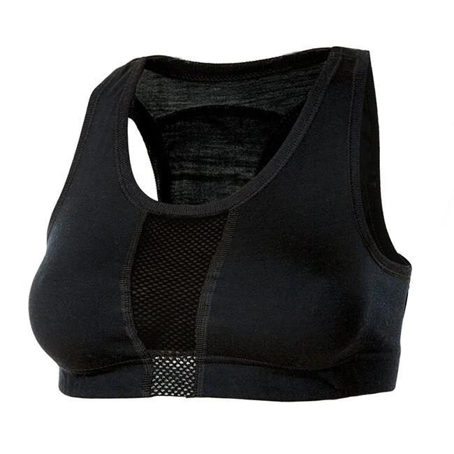 Black Sports Bra for Yoga Gym Merino Wool Cupless Fitness Training Bra  Organic Sustainable Underwear for Women 160gsm 